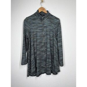 Comfy USA Medium M Textured Knit Zip Front Swing Sweater Jacket Lightweight
